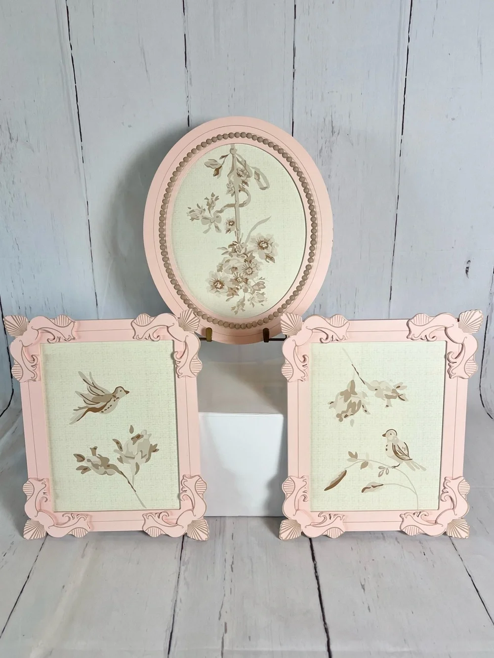 Lambs & Ivy Little Princess Nursery Wall Decor Set 3pc Pink Cream Bird Floral - Picture 9 of 11